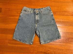 Vintage Lee Riveted Relaxed Fit Denim Jean Shorts Men's Size 34 Blue Wash Jorts